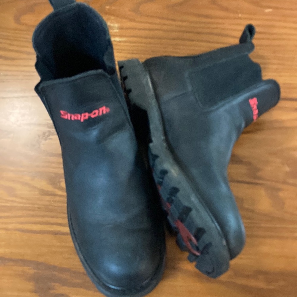 Snap on slip on work boot